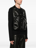 CONCORDIANS CARGO VEST IN BLACK WAXY LAMB LEATHER