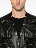 CONCORDIANS CARGO VEST IN BLACK WAXY LAMB LEATHER