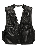 CONCORDIANS CARGO VEST IN BLACK WAXY LAMB LEATHER
